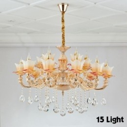 Candelabru din metal tradițional clasic integrat cu 15 lumini