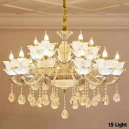 Candelabru din metal tradițional clasic integrat cu 15 lumini