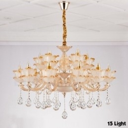 Candelabru din metal tradițional clasic integrat cu 15 lumini