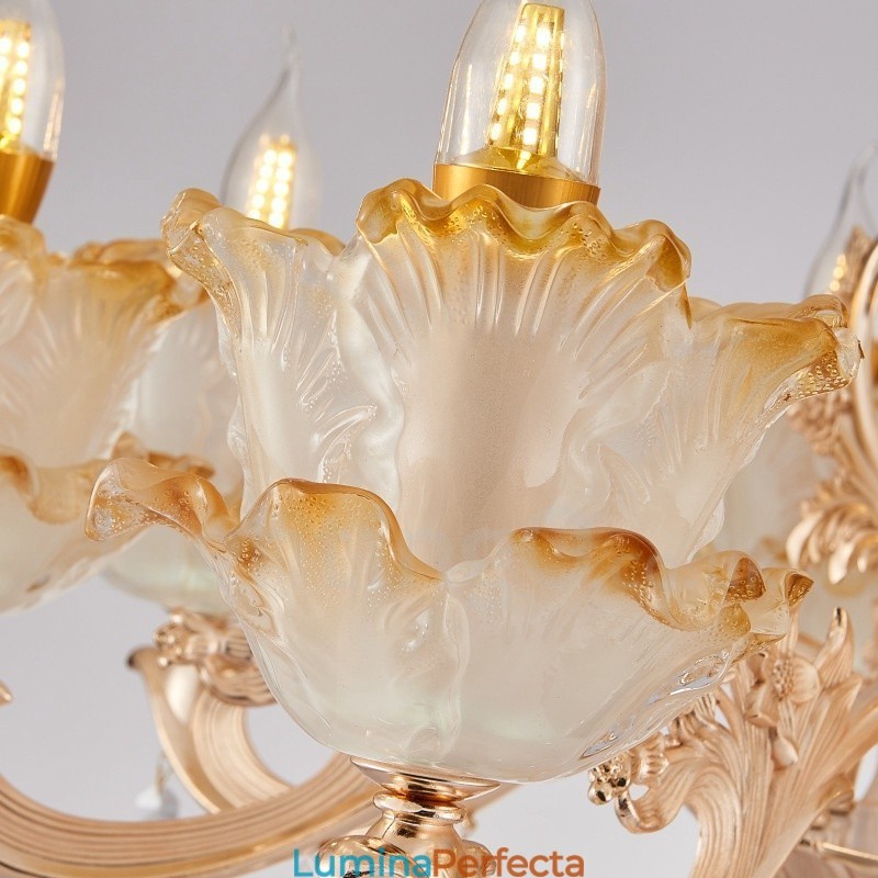 Candelabru din metal tradițional clasic integrat cu 15 lumini