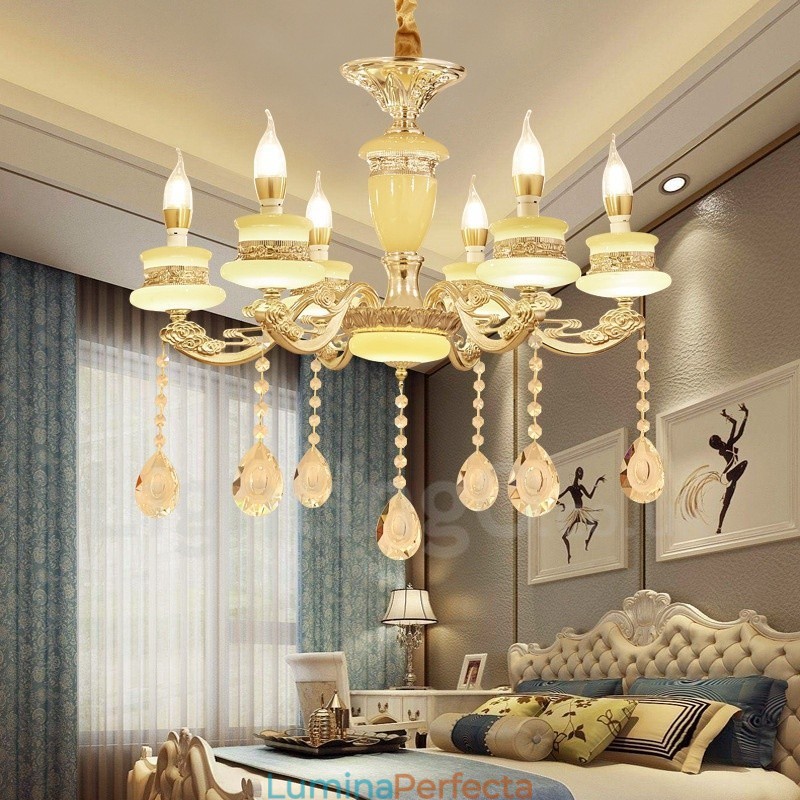 Candelabru de lux tradițional clasic integrat din metal cu 6 lumini