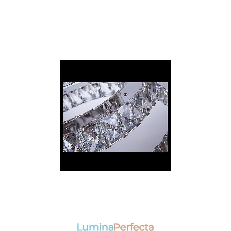 Lampă suspendată Iluminare modernă Alb cald trei inele D204060 Plafoniere mari de cristal K9 transparente D204060