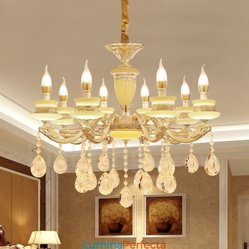 Candelabru din metal tradițional clasic integrat cu 8 lumini