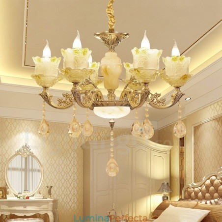 Candelabru din metal tradițional clasic integrat cu 6 lumini Candelabru din metal tradițional clasic integrat cu 6 lumini