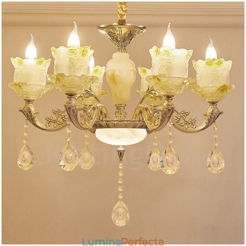 Candelabru din metal tradițional clasic integrat cu 6 lumini