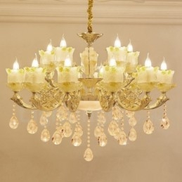 Candelabru din metal tradițional clasic integrat cu 15 lumini