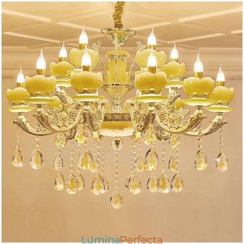 Candelabru din metal tradițional clasic integrat cu 15 lumini
