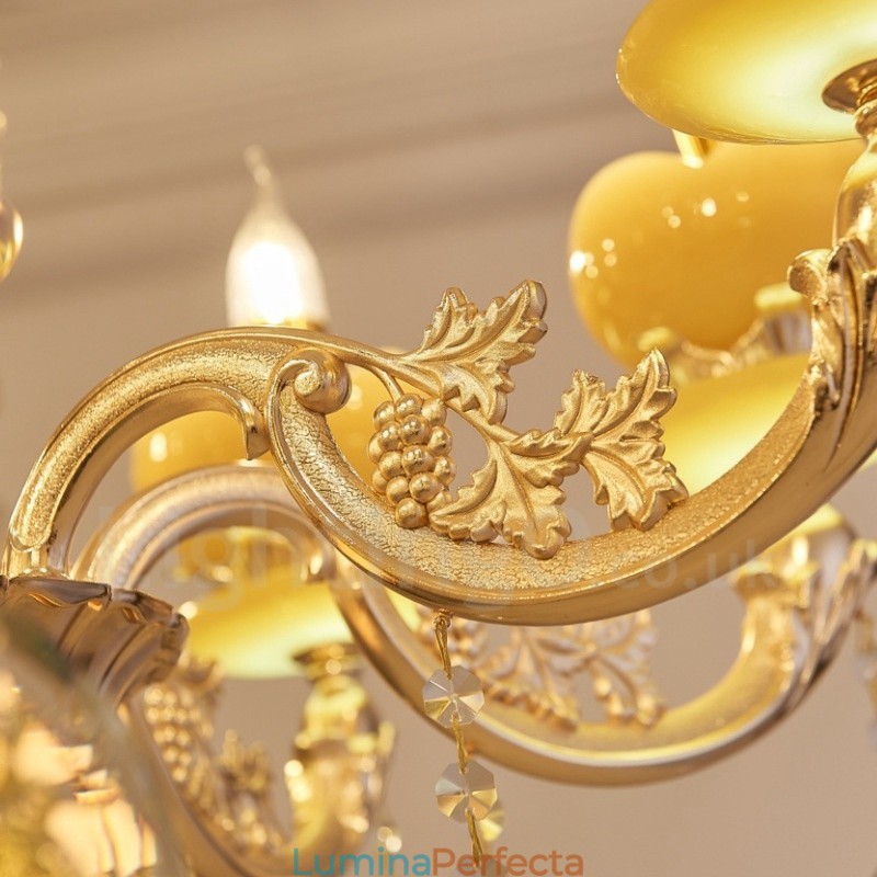 Candelabru din metal tradițional clasic integrat cu 15 lumini
