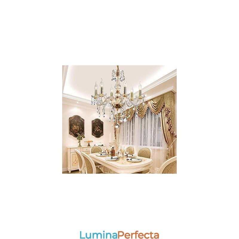 Candelabru 6 lumini Golden Vintage in Crystal Feature