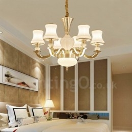 Candelabru de lux tradițional, clasic, integrat, din metal, cu 6 lumini