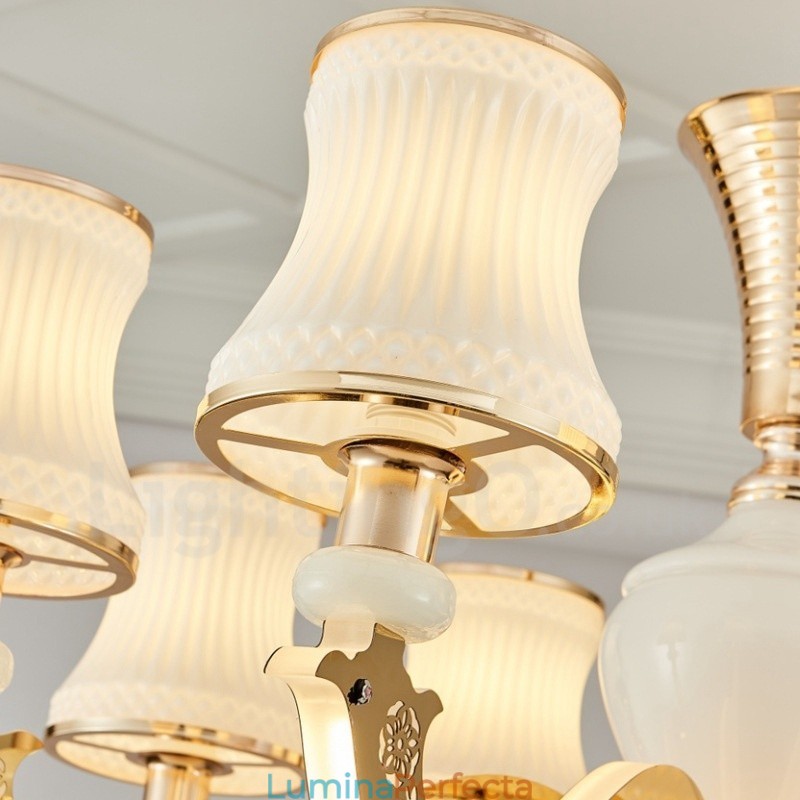 Candelabru de lux tradițional, clasic, integrat, din metal, cu 6 lumini