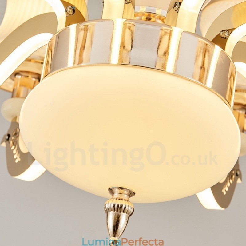 Candelabru de lux tradițional, clasic, integrat, din metal, cu 6 lumini