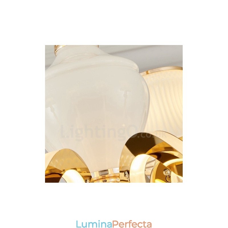 Candelabru de lux tradițional, clasic, integrat, din metal, cu 6 lumini