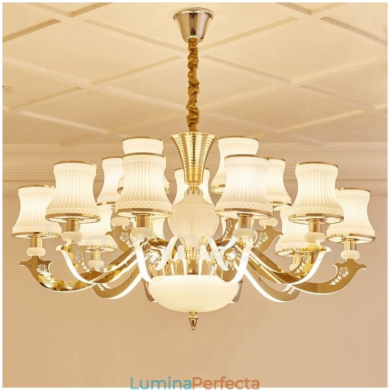 Candelabru din metal tradițional clasic integrat cu 15 lumini