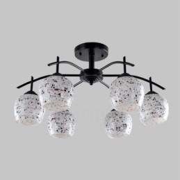 Candelabru integrat în stil mediteranean cu 6 lumini, cu abajur din sticlă