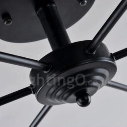 Candelabru integrat în stil mediteranean cu 6 lumini, cu abajur din sticlă