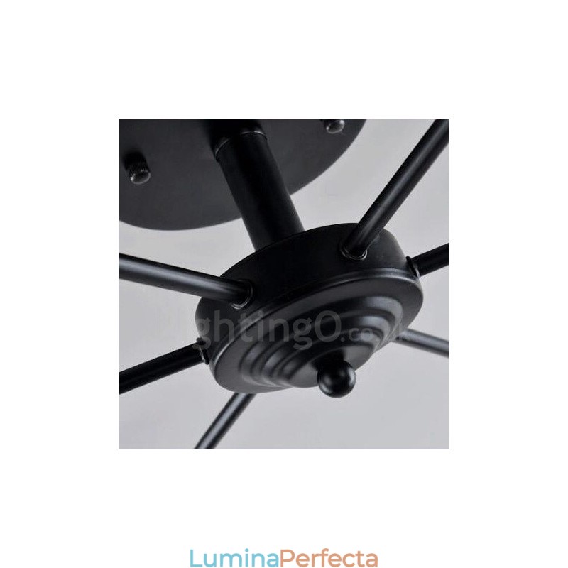 Candelabru integrat în stil mediteranean cu 6 lumini, cu abajur din sticlă