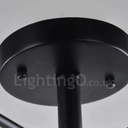 Candelabru integrat în stil mediteranean cu 8 lumini, cu abajur din sticlă