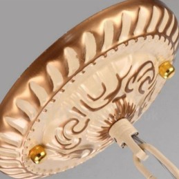 Candelabru metalic integrat în stil mediteranean cu 5 lumini cu abajur din sticlă