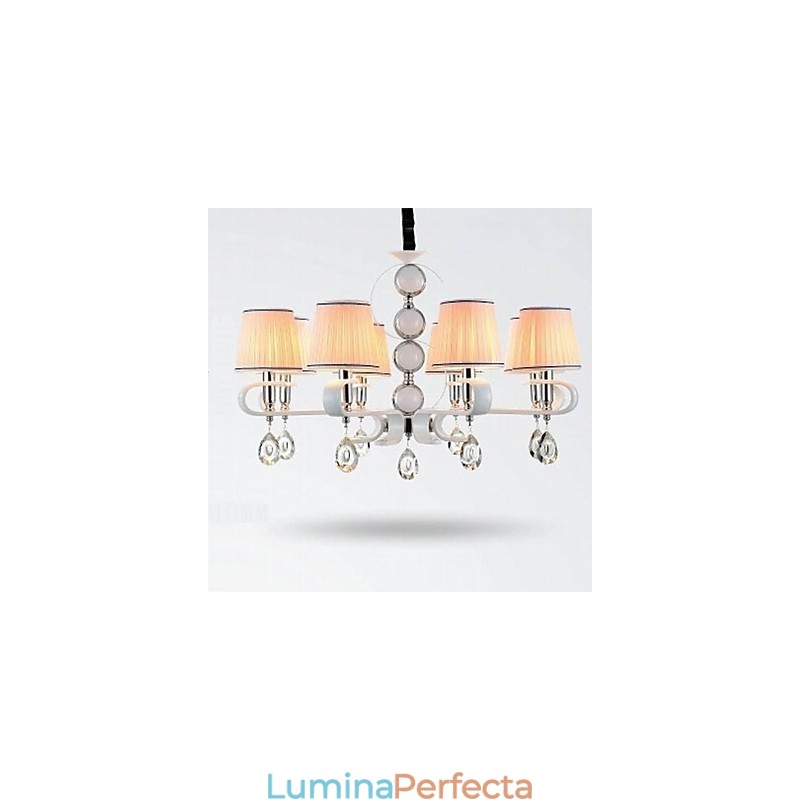 Candelabru din țesătură 8 lumini Lampă de calitate superioară Inel de argint cu jad alb