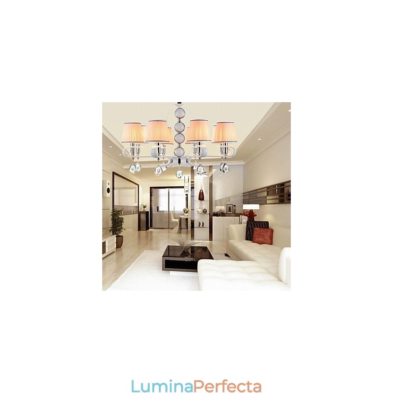 Candelabru din țesătură 8 lumini Lampă de calitate superioară Inel de argint cu jad alb