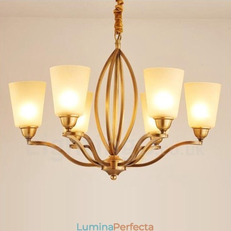 Candelabru metalic integrat Rustic Lodge cu 6 lumini Candelabru metalic integrat Rustic Lodge cu 6 lumini