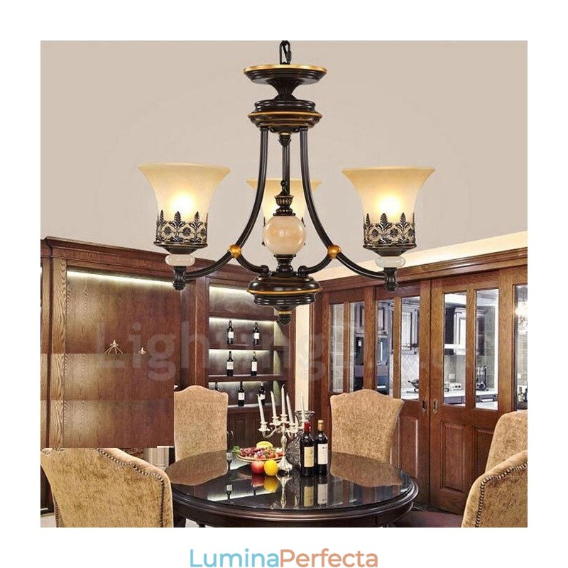 Candelabru din metal tradițional clasic integrat cu 3 lumini