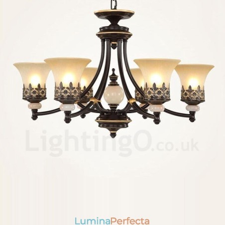 Candelabru din metal tradițional clasic integrat cu 6 lumini Candelabru din metal tradițional clasic integrat cu 6 lumini