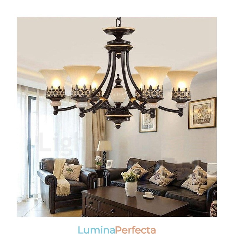 Candelabru din metal tradițional clasic integrat cu 6 lumini