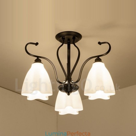 Candelabru Integrat Rustic Lodge cu 3 Lumini Candelabru Integrat Rustic Lodge cu 3 Lumini