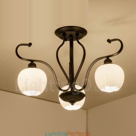 Candelabru Integrat Rustic Lodge cu 3 Lumini Candelabru Integrat Rustic Lodge cu 3 Lumini