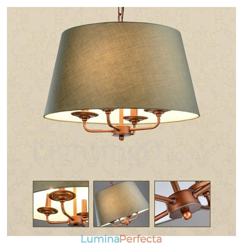 Candelabru metalic integrat Rustic Lodge cu 4 lumini