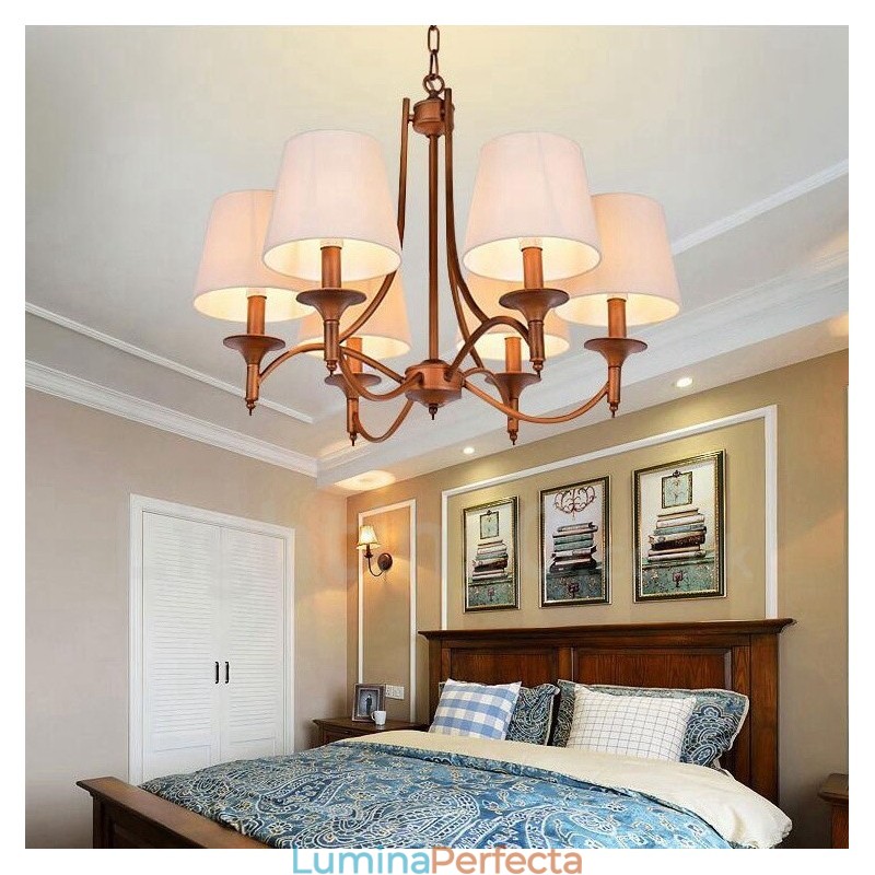 Candelabru metalic integrat Rustic Lodge cu 6 lumini