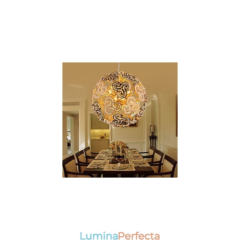 Candelabru simplu, modern, glob de cristal, pandantiv