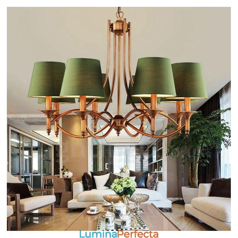 Candelabru metalic integrat Rustic Lodge cu 8 lumini