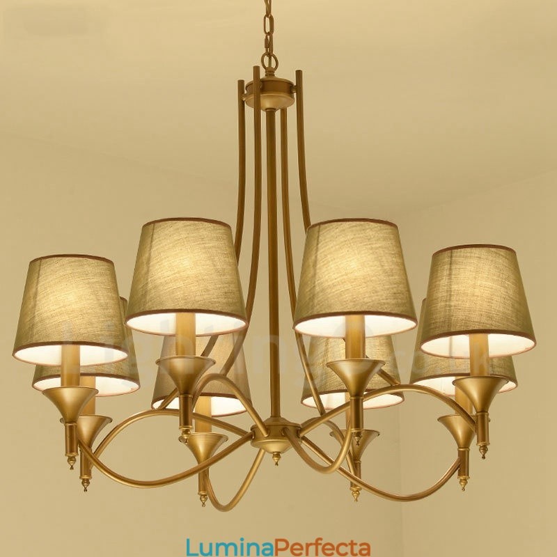 Candelabru metalic integrat Rustic Lodge cu 8 lumini