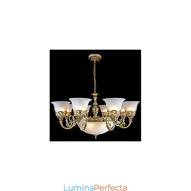 Candelabru Bronz Eleven Lights Sticlă Moire European Retro Classic