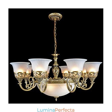 Candelabru Bronz Eleven Lights Sticlă Moire European Retro Classic Candelabru Bronz Eleven Lights Sticlă Moire European Retro Classic