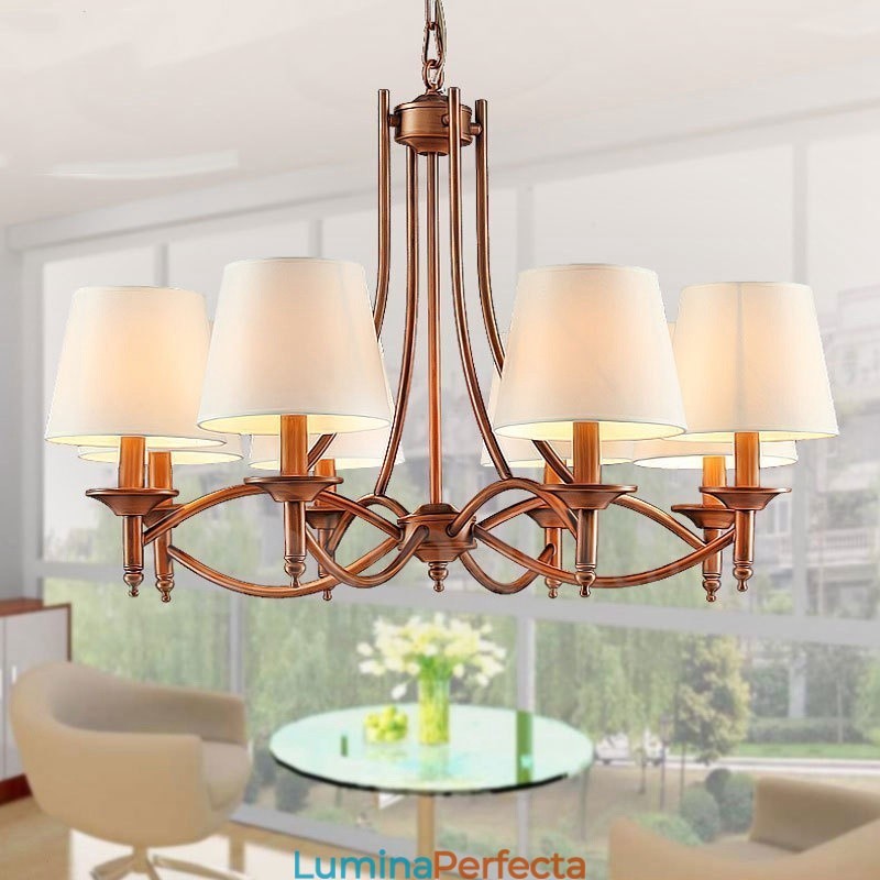 Candelabru metalic integrat Rustic Lodge cu 8 lumini