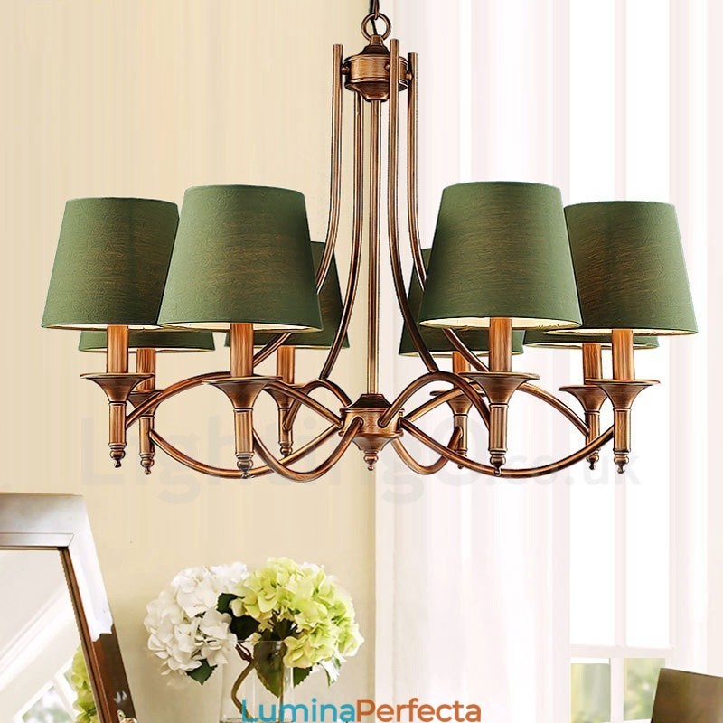 Candelabru metalic integrat Rustic Lodge cu 8 lumini