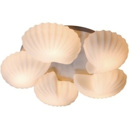 Candelabru tradițional clasic integrat Conch 5 lumini cu abajur din sticlă