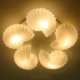 Candelabru tradițional clasic integrat Conch 5 lumini cu abajur din sticlă