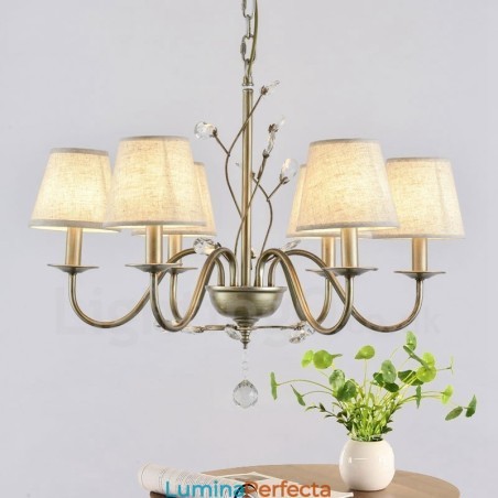 Candelabru metalic integrat Rustic Lodge cu 6 lumini Candelabru metalic integrat Rustic Lodge cu 6 lumini