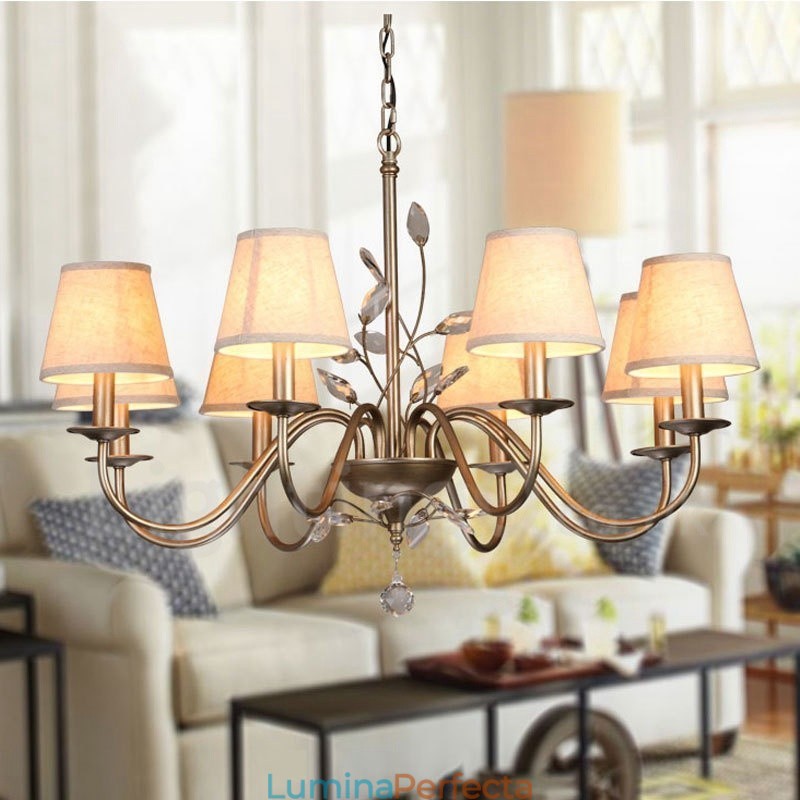Candelabru metalic integrat Rustic Lodge cu 8 lumini