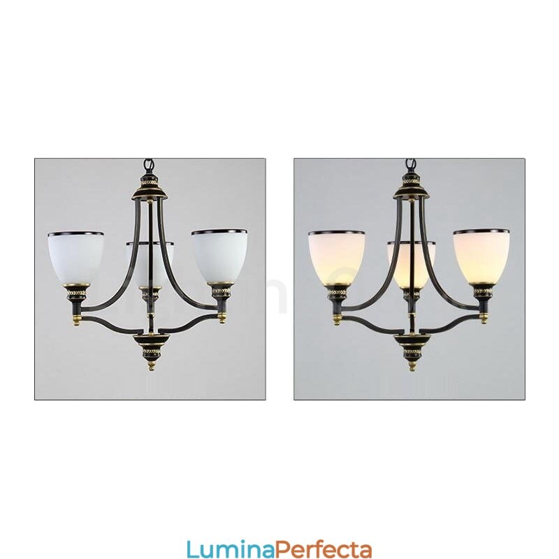 Candelabru metalic integrat Rustic Lodge cu 3 lumini