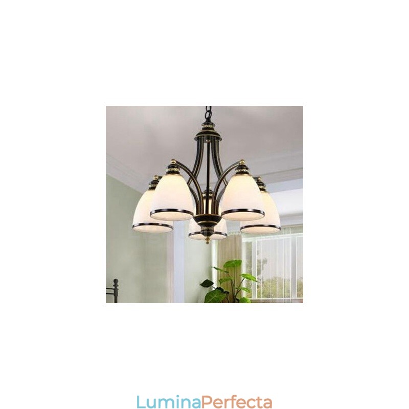 Candelabru metalic integrat Rustic Lodge cu 5 lumini