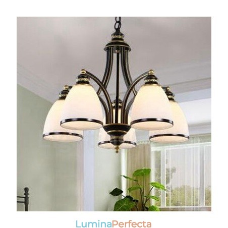 Candelabru metalic integrat Rustic Lodge cu 5 lumini Candelabru metalic integrat Rustic Lodge cu 5 lumini