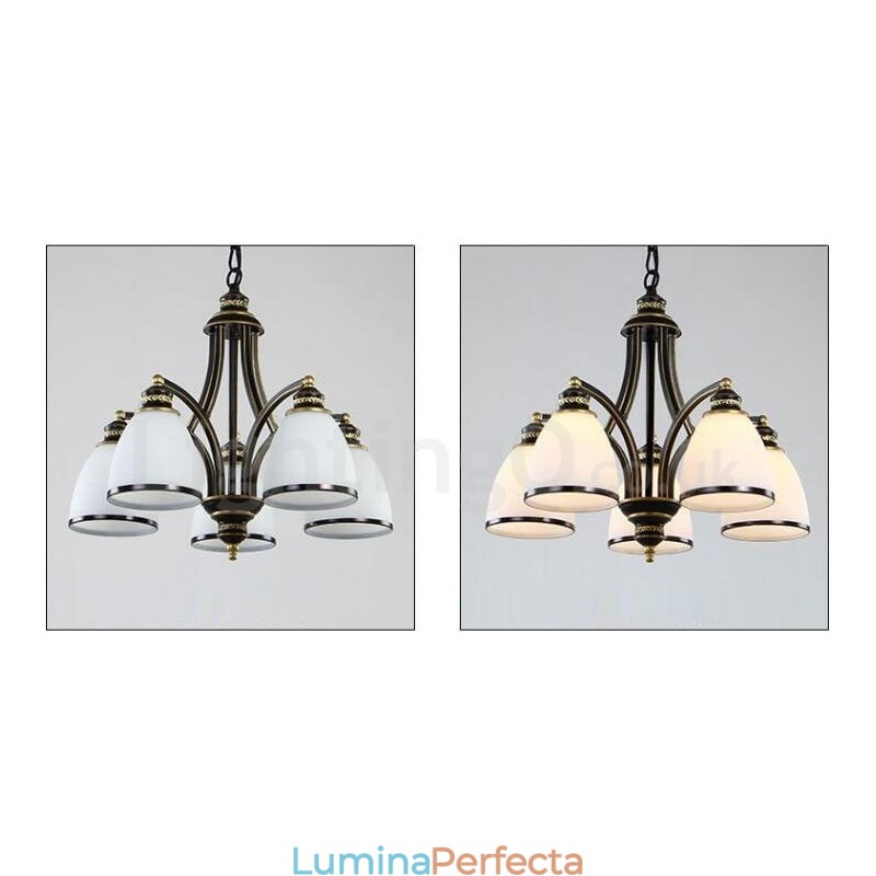 Candelabru metalic integrat Rustic Lodge cu 5 lumini