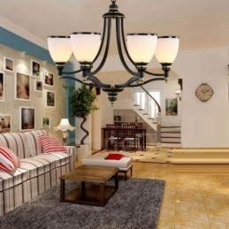 Candelabru metalic integrat Rustic Lodge cu 6 lumini