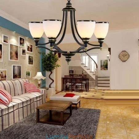 Candelabru metalic integrat Rustic Lodge cu 6 lumini Candelabru metalic integrat Rustic Lodge cu 6 lumini